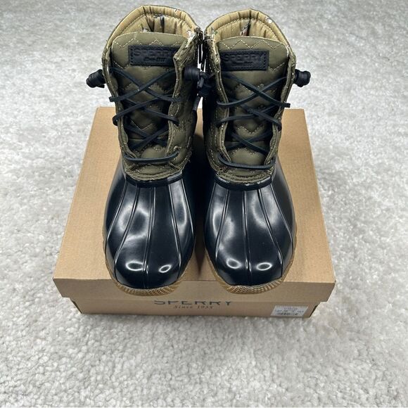 Sperry Top Sider Saltwater Quilted Duck Boot Olive Green - Picture 9 of 10